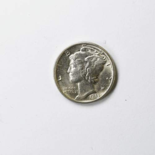 1943 D 10c Mercury Silver Dime Rare Ten Cents Denver AU