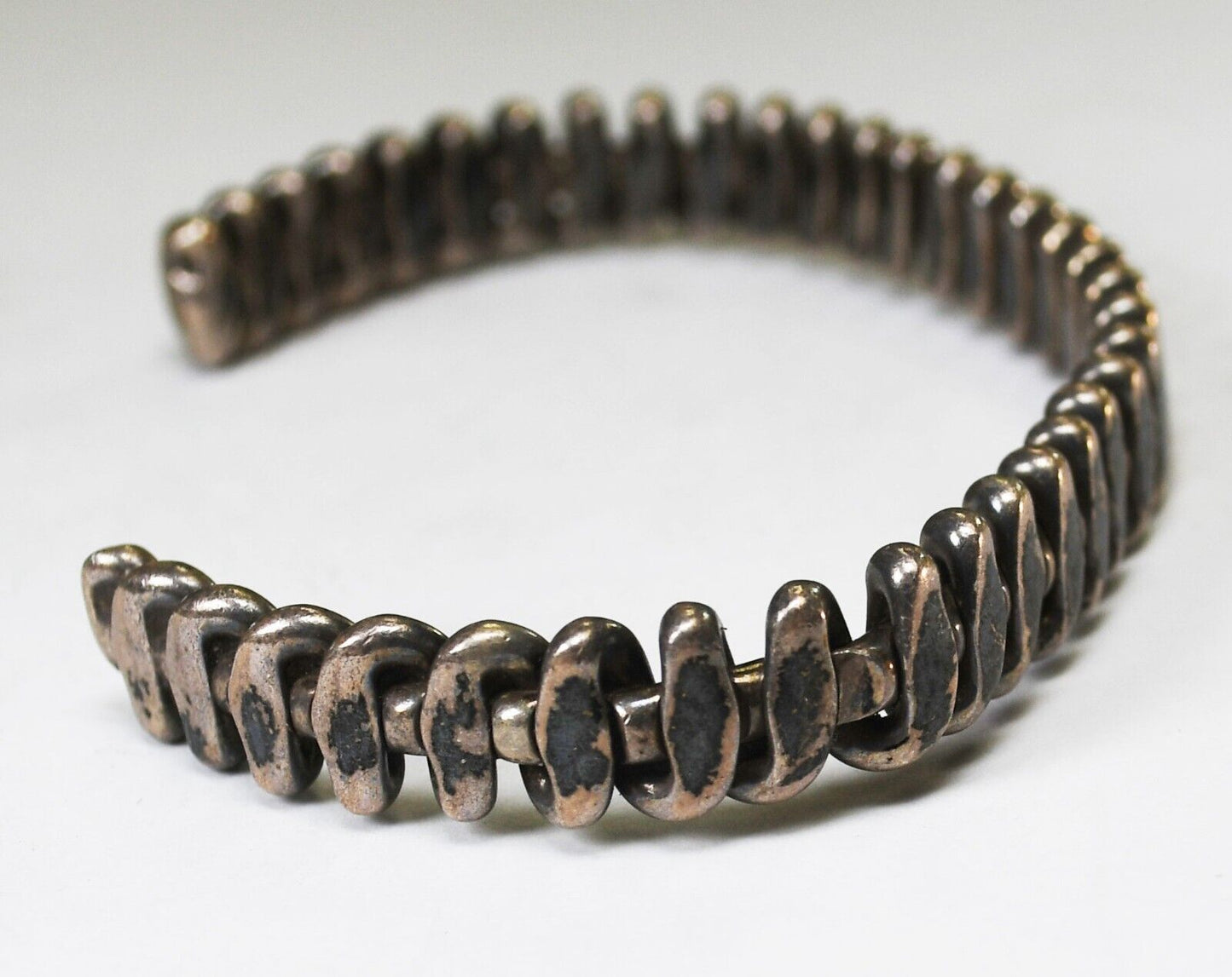 Sterling Silver Flexible Stripe Cuff Spine Bracelet 9mm 7-3/4" Wrist