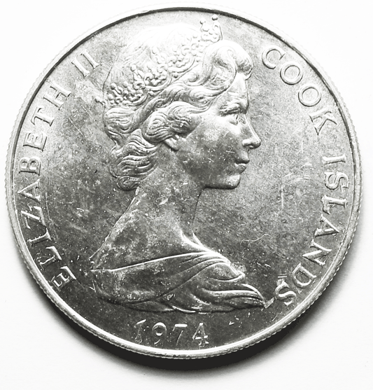 1974 Cook Islands 2-1/2 Dollars Silver Coin KM# 9 Only 2,000 Minted
