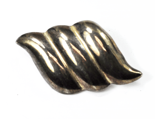 Sterling Silver Three Part Double Stripe Pointed Ellipse Brooch Pin 46mm x 28mm