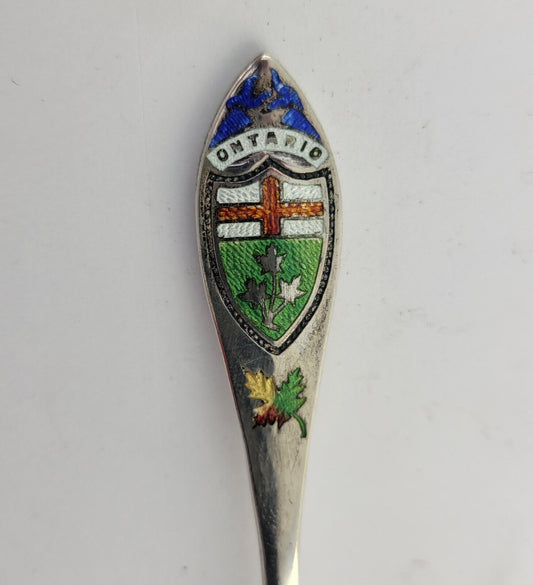 Ontario Canada Enameled Sterling Silver 4 3/4" Souvenir Spoon .61oz. By B.M. Co.