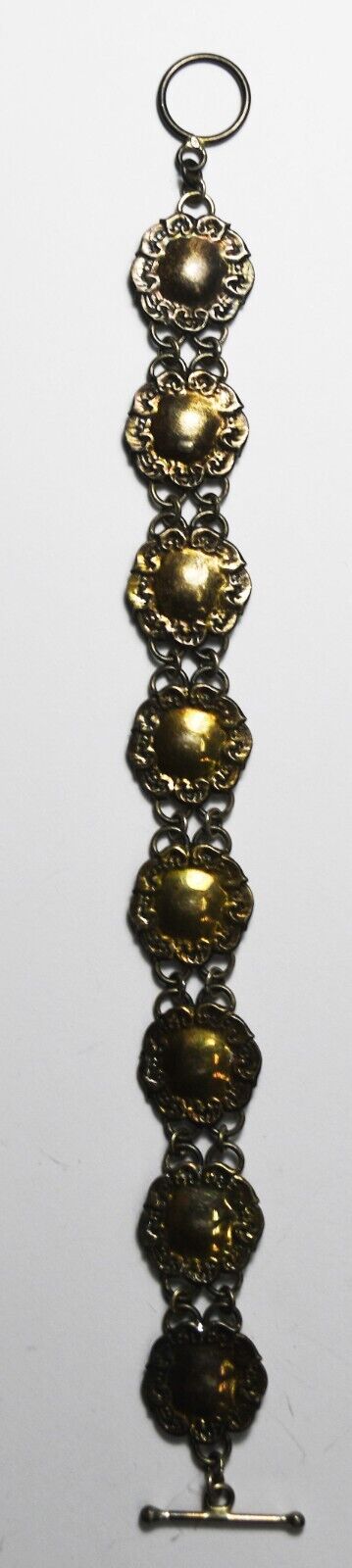 Sterling Silver Round Disc 16mm Chain Toggle Bracelet 7.5"