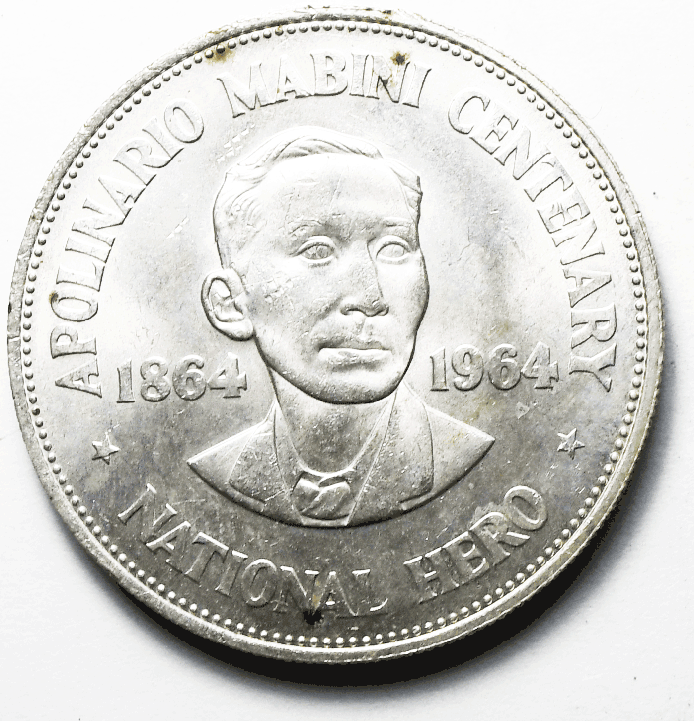 1964 Philippines Silver One Peso KM# 193 Low Mintage AU-Unc