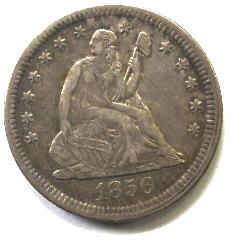 1856 25c Seated Liberty Silver Quarter Dollar Philadelphia