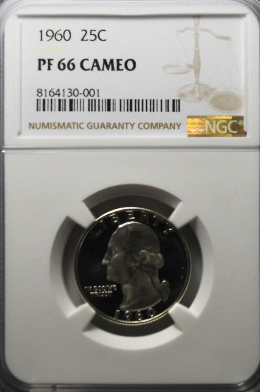 1960 25c Washington Proof Silver Quarter Dollar NGC PF66 Cameo