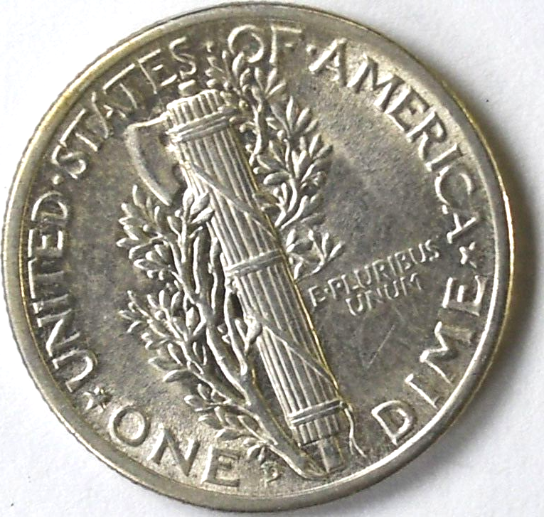 1943 D 10c Mercury Silver Dime Rare Ten Cents Denver AU