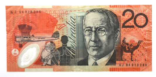1994-96 $20 Twenty Dollars Common Wealth of Australia Banknote KJ94013286