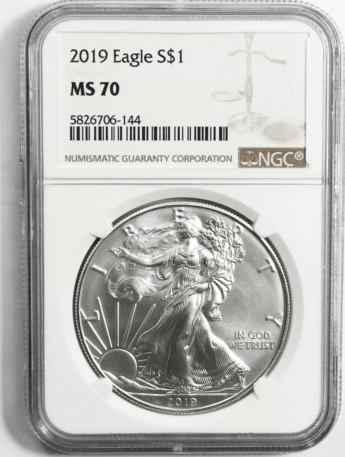 2019 $1 American Silver Eagle Silver Dollar NGC MS70 One Ounce
