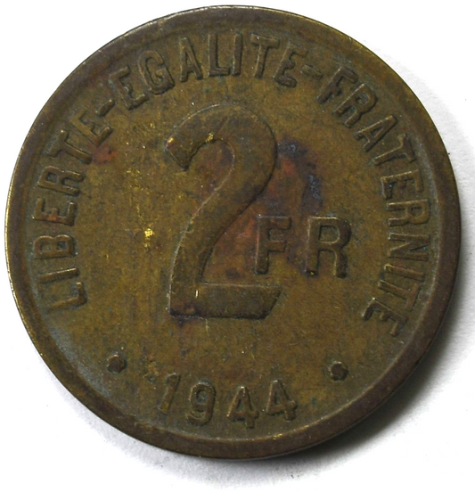 1944 France 2 Two Francs KM# 905
