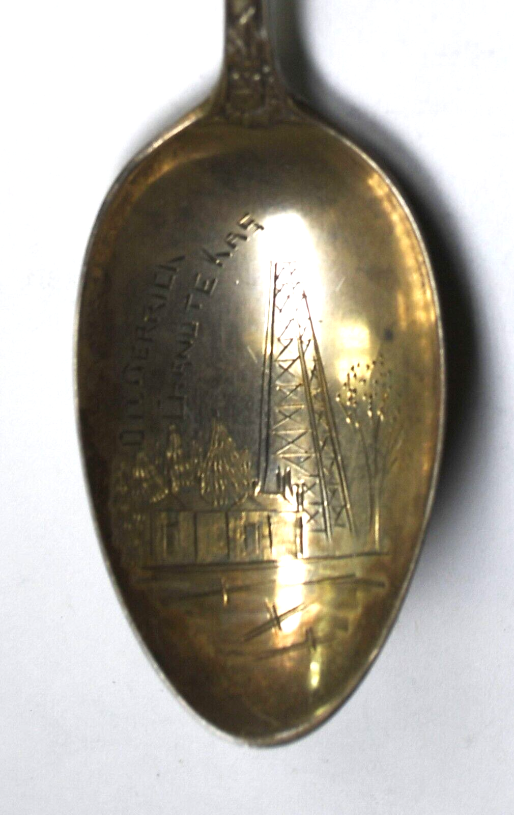 Sterling Silver Gorham Oil Derrick Chanute Kansas Souvenir Spoon 5-3/4" Mono