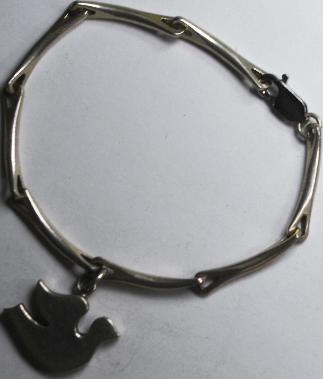 Sterling Silver Ver Lee Dove Charm Chain Bar Link Bracelet 4mm 7-1/2 ...