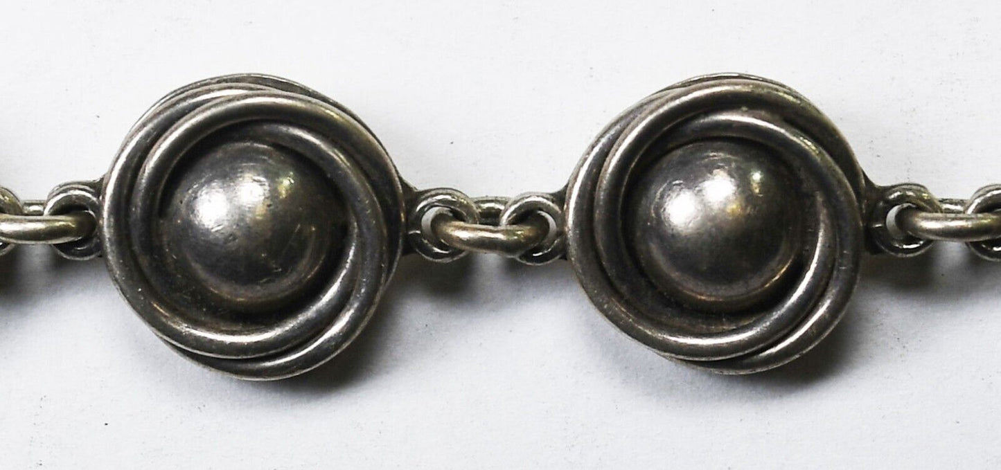 Sterling Silver Round Nest Spiral Link 13mm 7" Bracelet