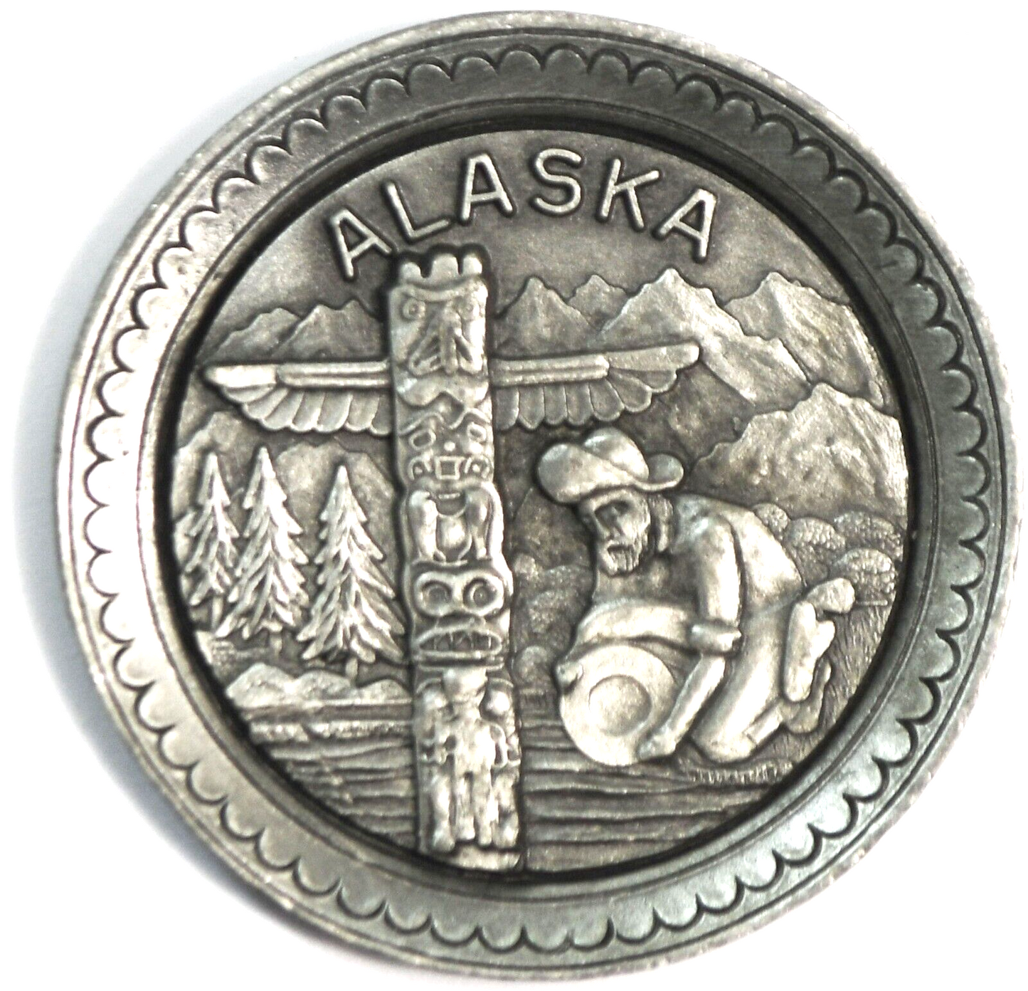 Fort Pewter Alaska Miniature Plate 43mm Totem Pole