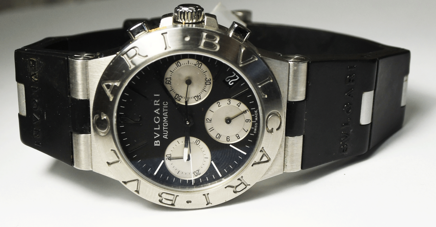 Men's Bvlgari Automatic 36mm Stainless CH35S Black Dial Diagono Chronograph