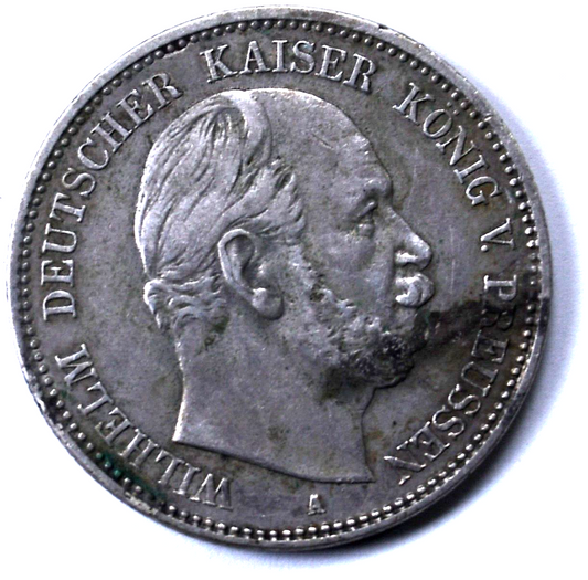 1876 A German States Prussia 2 Mark Silver Coin KM# 506