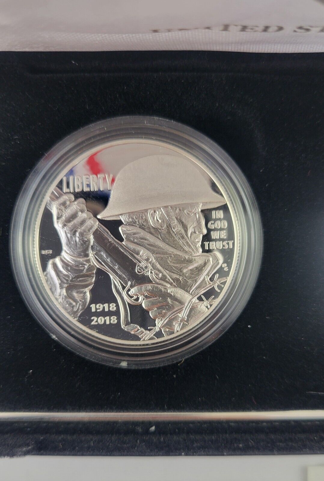 2018 World War I Centennial P Silver Dollar and Navy Medal Proof Set Boxed