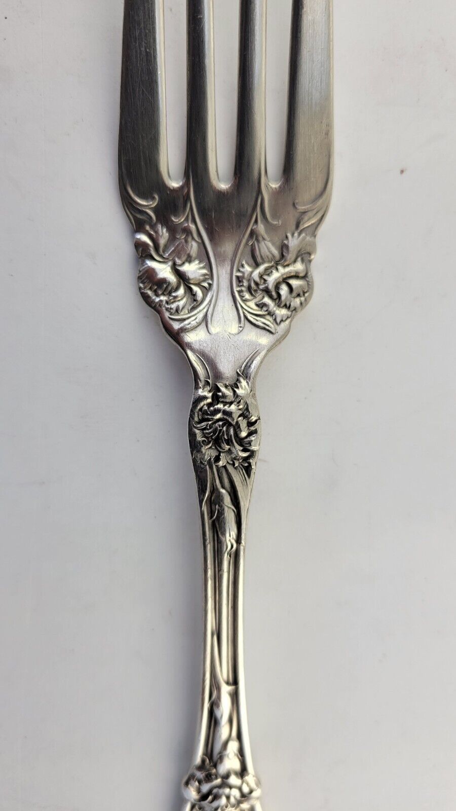 Carnation by Wallace Sterling Silver 7  1/4" Cold Meat Serving Fork 1.3oz.