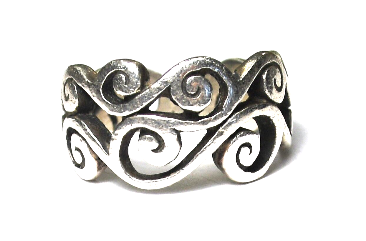 Sterling Silver Brighton Scroll Filigree Ring 12mm Size 8