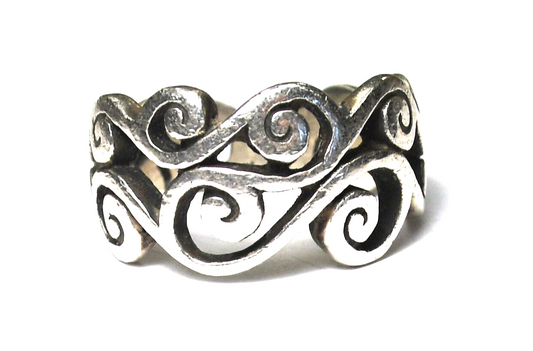 Sterling Silver Brighton Scroll Filigree Ring 12mm Size 8