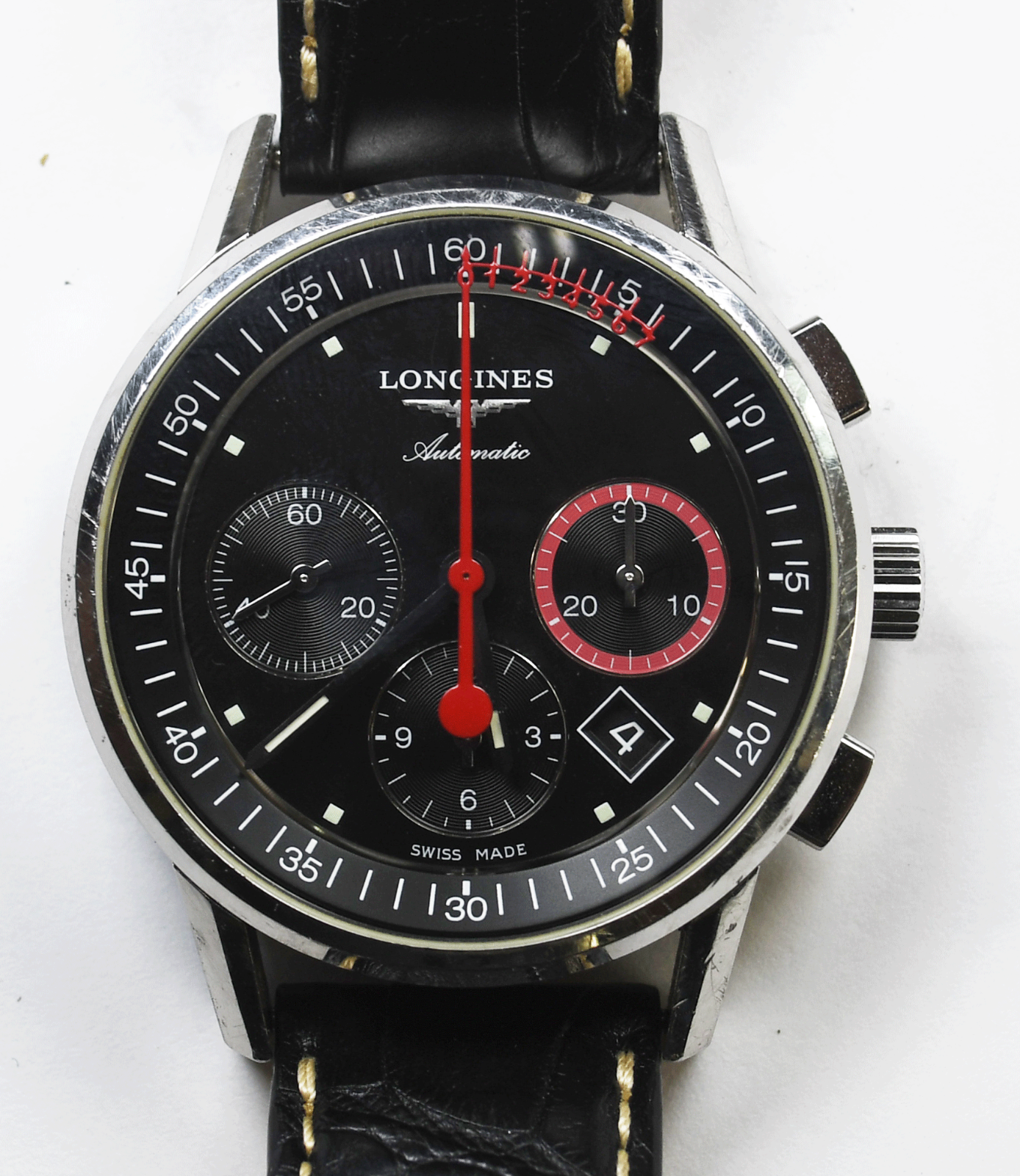 Longines Column Wheel Black Dial Chronograph Record 41mm Automatic L4.754.4