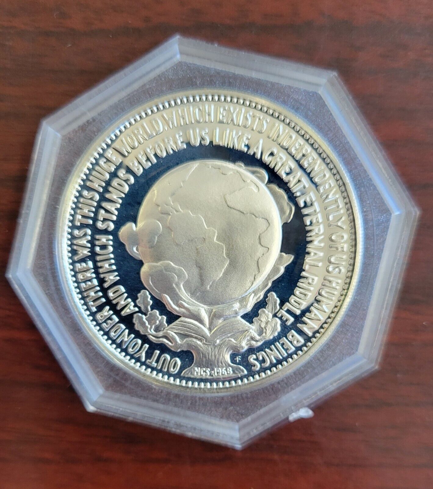 1968 Franklin Mint Albert Einstein Scientist Philosopher Medal Sterling. 84oz.