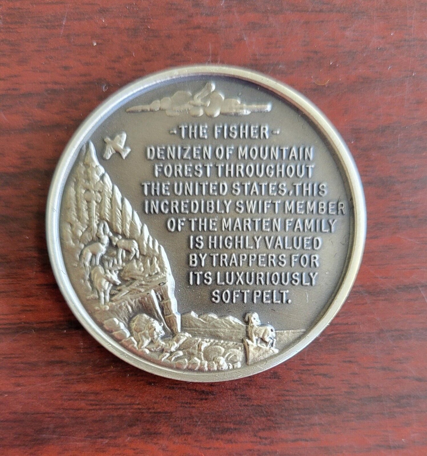 Longines Symphonette Sterling Fisher Cat Wildlife Series Medal 1.1oz Coin