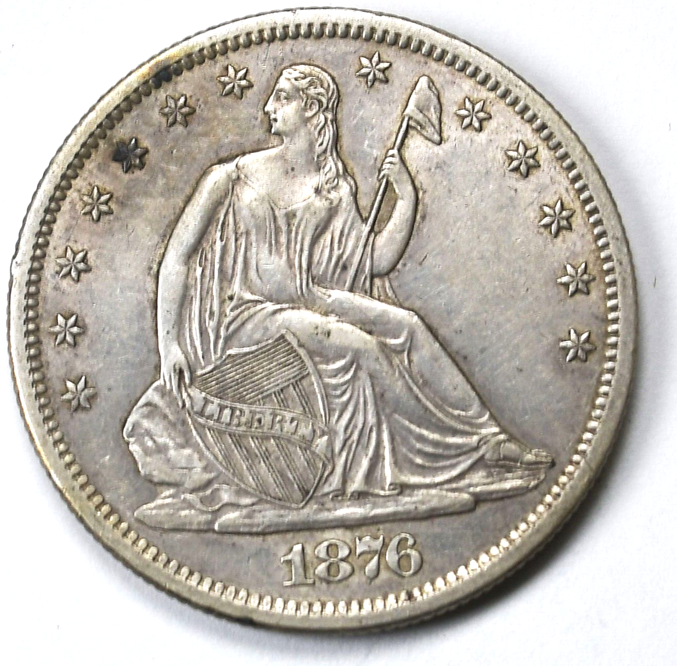 1876 S 50c Seated Liberty Silver Half Dollar Fifty Cents San Francisco AU
