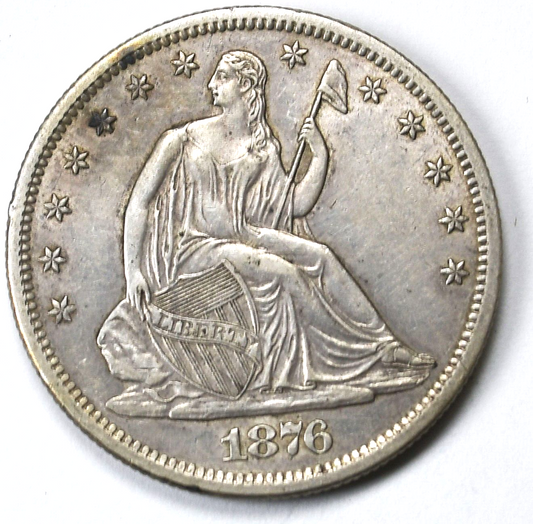 1876 S 50c Seated Liberty Silver Half Dollar Fifty Cents San Francisco AU