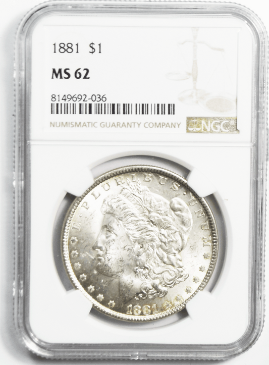 1881 $1 Morgan Silver Dollar MS62 NGC Uncirculated Philadelphia