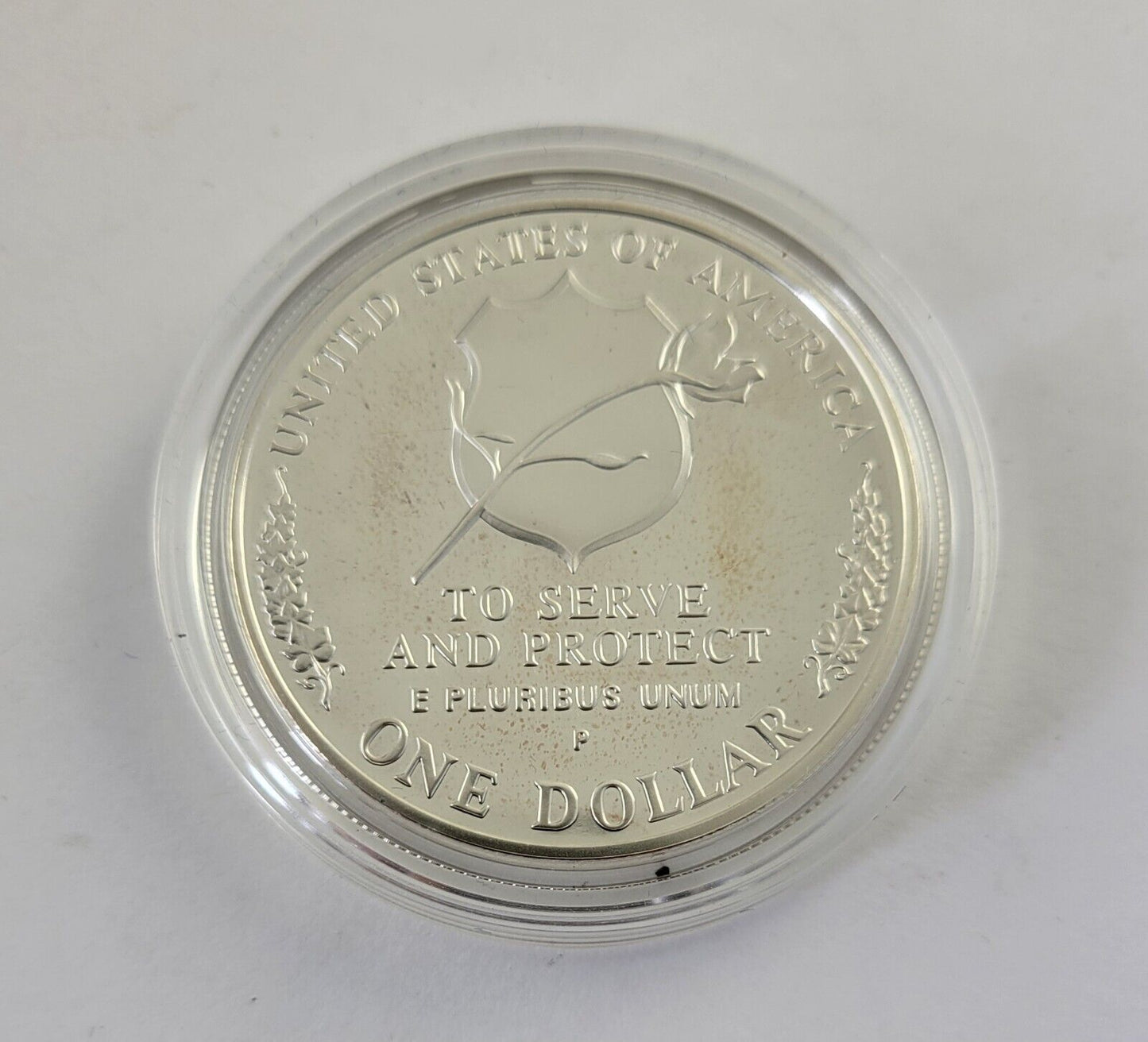 1997 P $1 Law Enforcement Proof U.S. Commemorative Silver Dollar w/Box & Paper