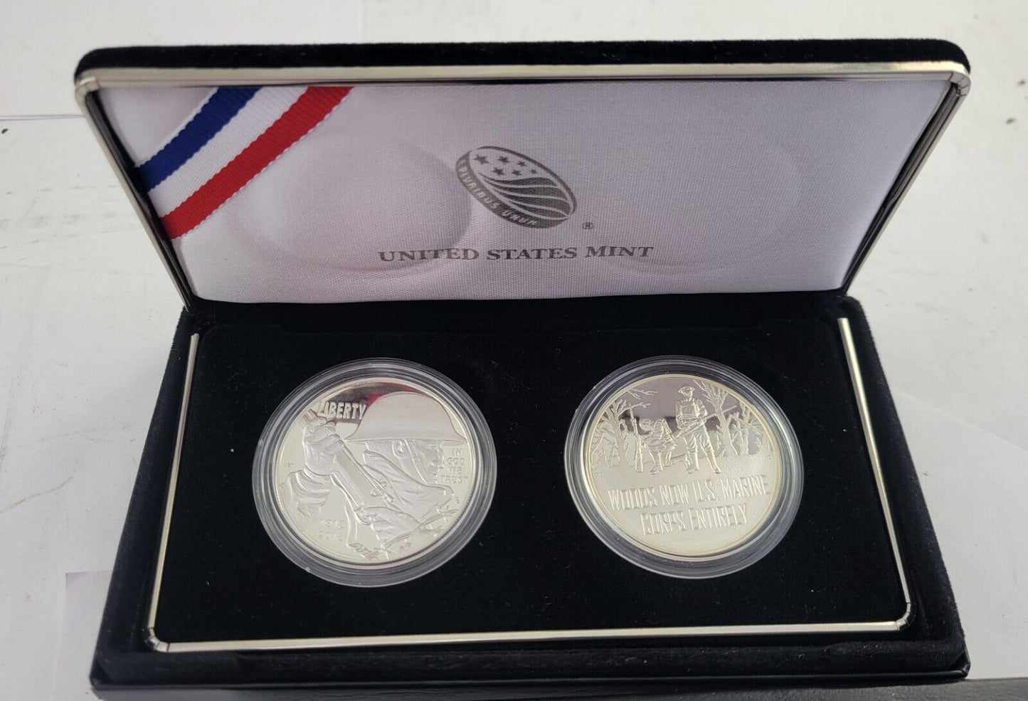 2018 World War I Centennial Silver Dollar and Marine Corps Medal Set w/COA Boxed