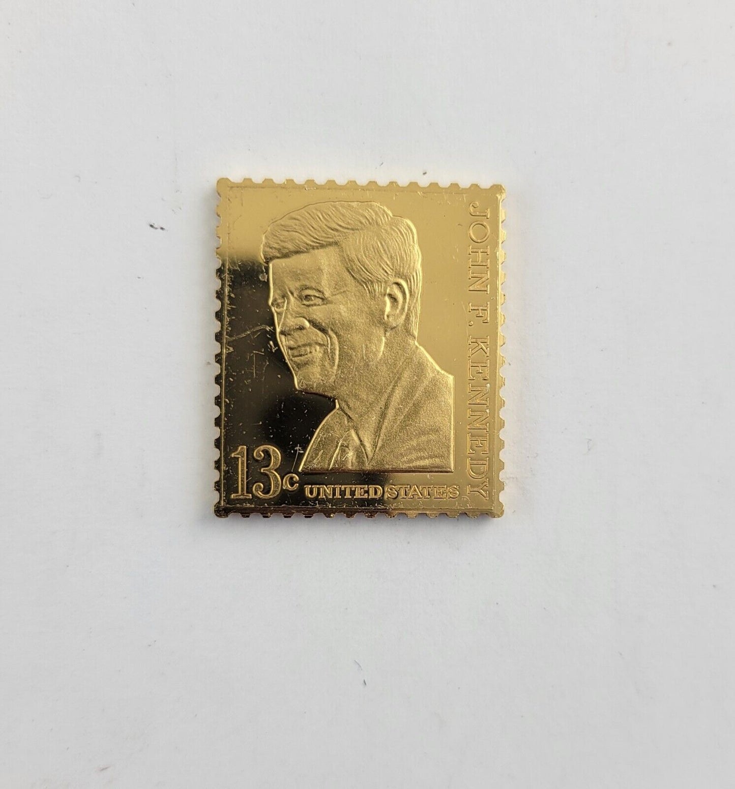 USPS United We Stand .999 Fine Silver Gold Plated Stamp John F. Kennedy .35oz.