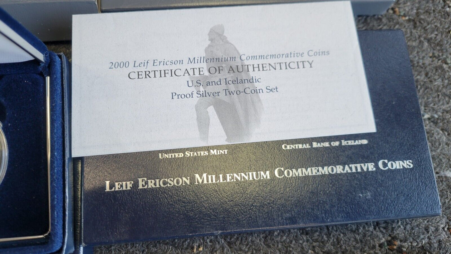 6 Commemorative US MINT Boxed Leif, Ellis, Capitol, Olympic, WWII 50TH, Rushmore