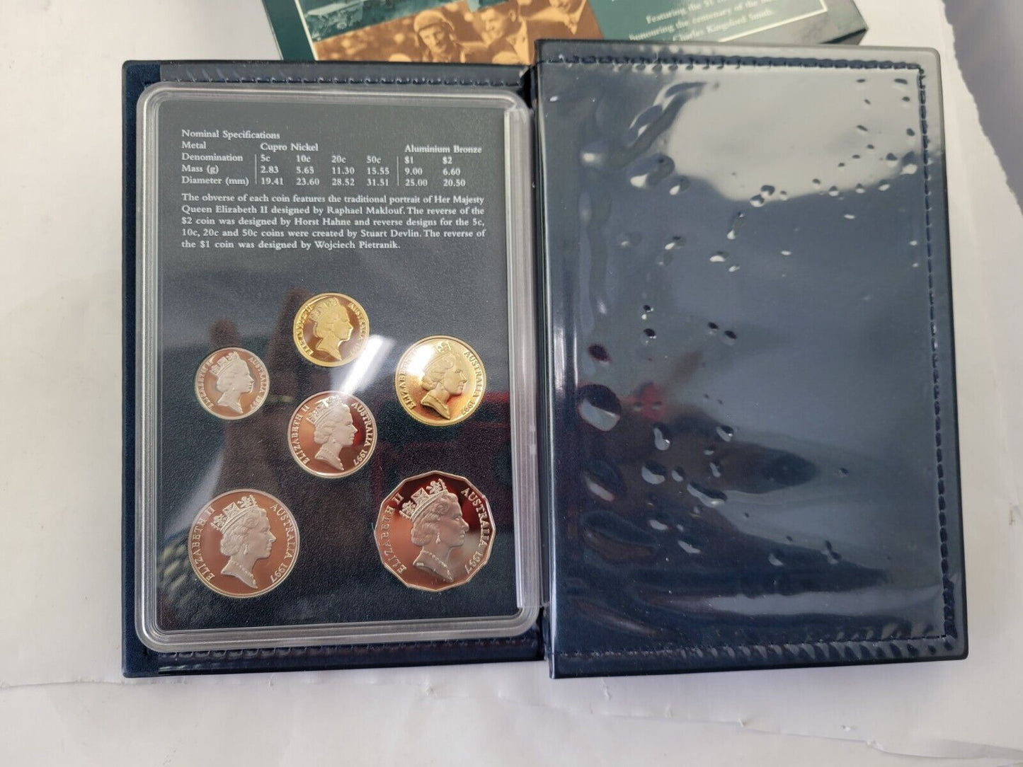 1997 Australian 6 coin Proof Set, $2, Sir Charles Kingsford Smith, Aviator