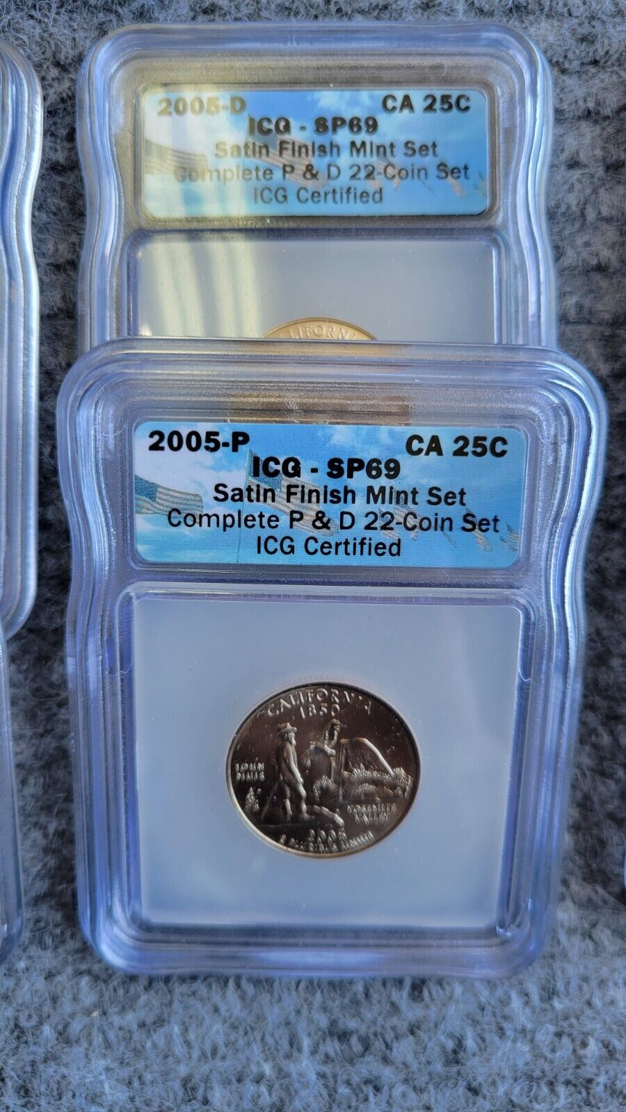 2005-P & D Satin ICG SP69 Set Sacagawea, Cent, Dime, Half, Quarter, Nickel 22pc