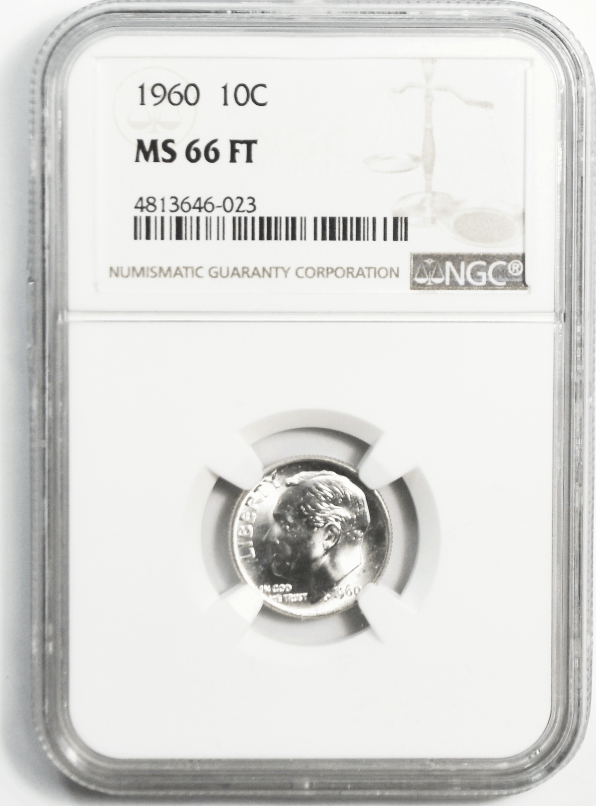 1960 10c Roosevelt Silver Dime NGC MS66 FT Philadelphia Uncirculated