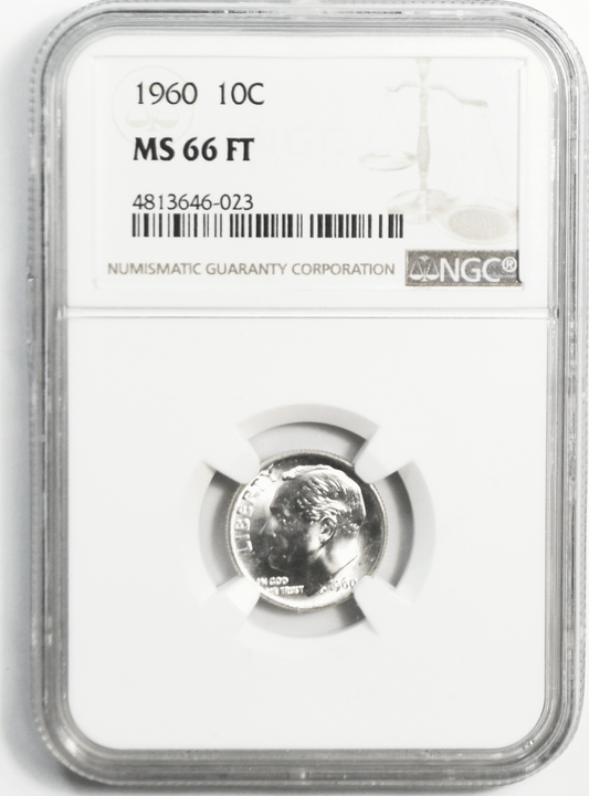 1960 10c Roosevelt Silver Dime NGC MS66 FT Philadelphia Uncirculated