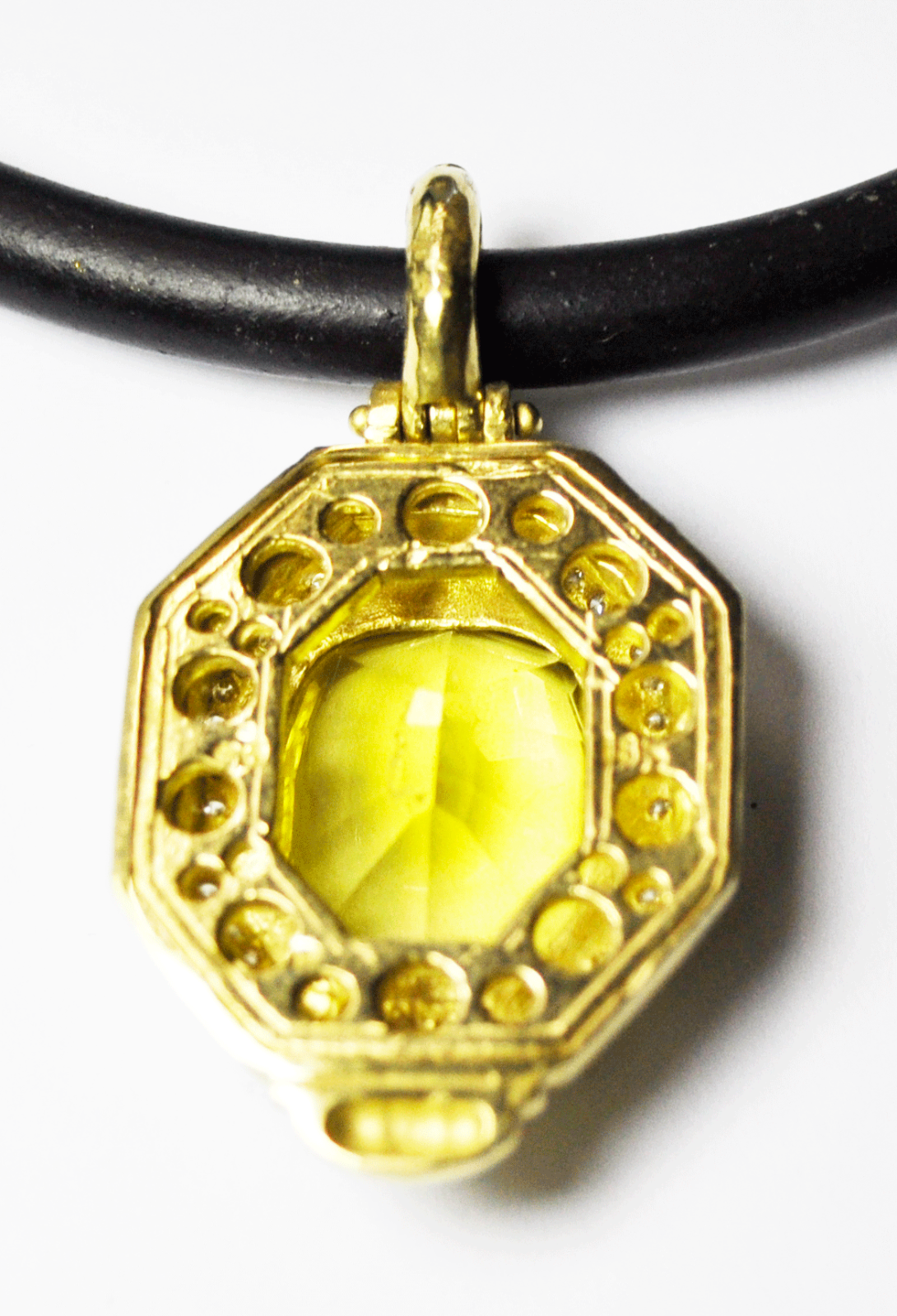 Seiden Gang Divagold 18k Lemon Citrine 19mm Sz 7 Ring & 46mm 16" Cord Choker
