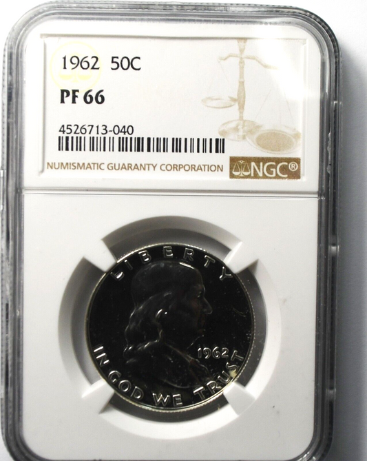 1962 50c Franklin Half Dollar Proof Silver Fifty Cents NGC PF66 Gem Unc