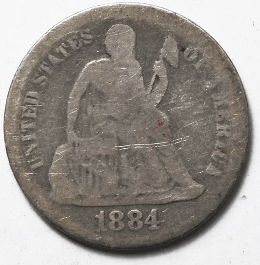 1884 10c Seated Liberty Silver Dime Ten Cents Philadelphia