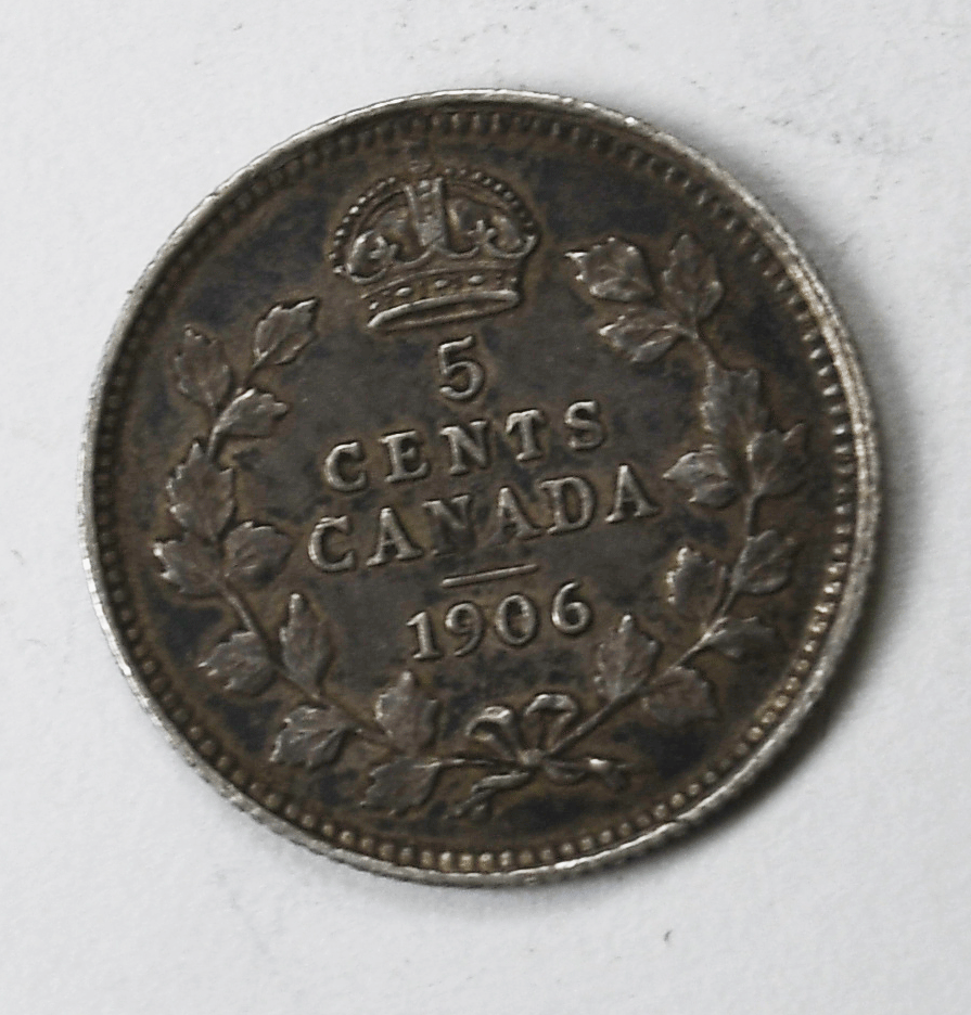 1906 Canada 5c Five Cents Silver Coin Half Dime KM# 13