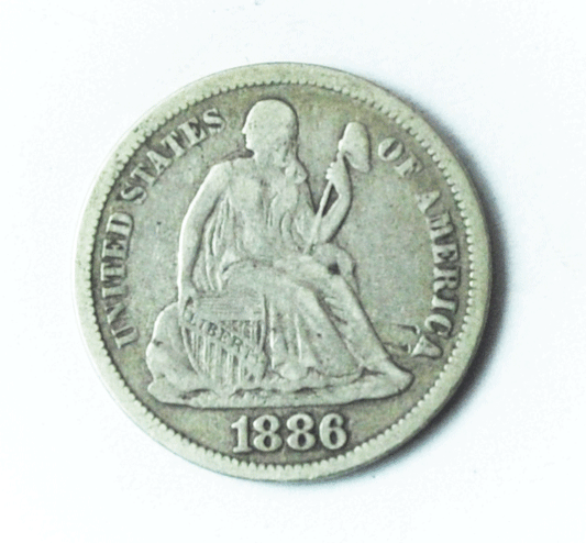 1886 10c Seated Liberty Silver Dime Ten Cents Philadelphia