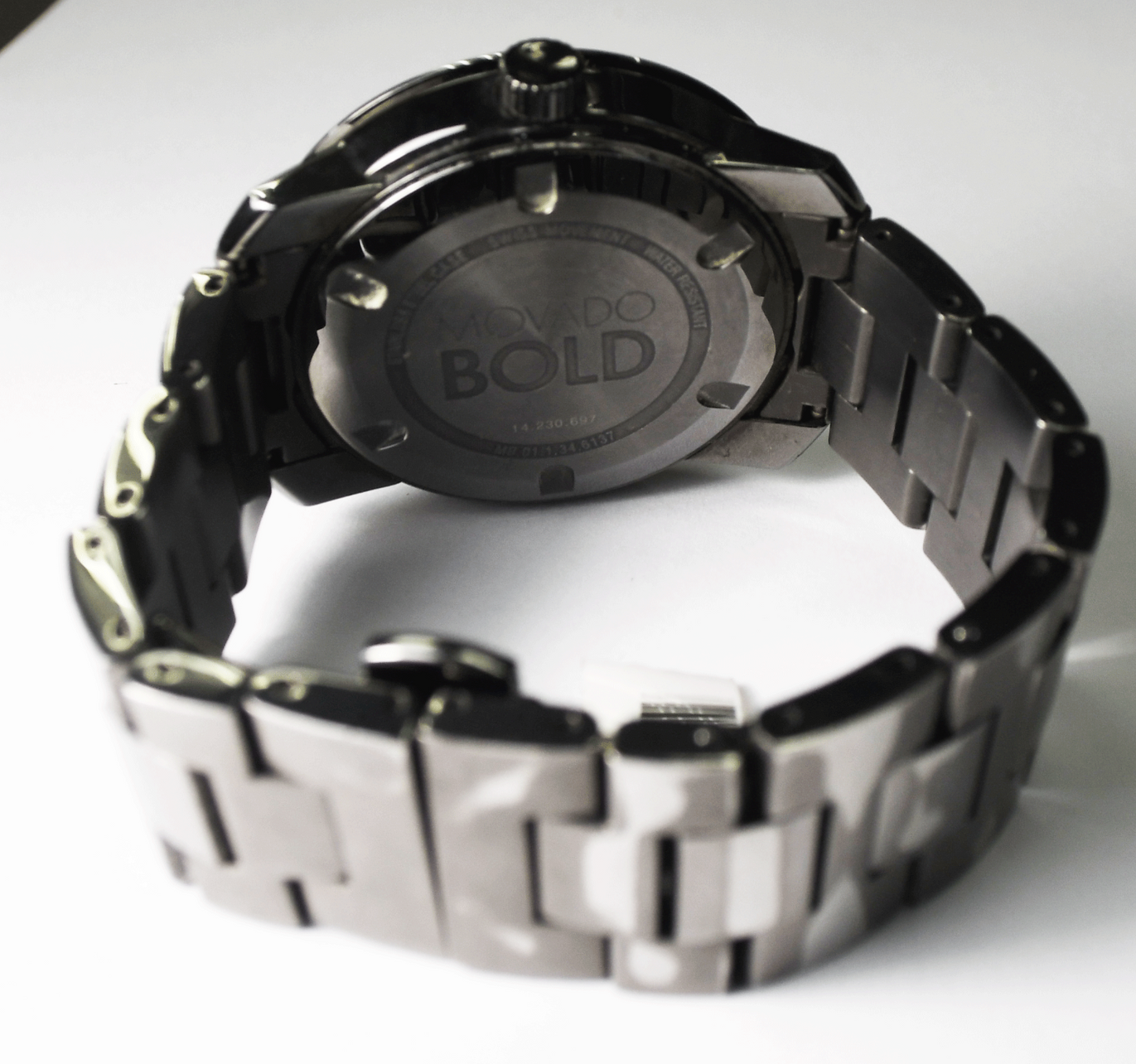 Movado Bold Quartz 01.1.34.6137 Wristwatch 42mm Gunmetal Stainless 6-3/4" Wrist