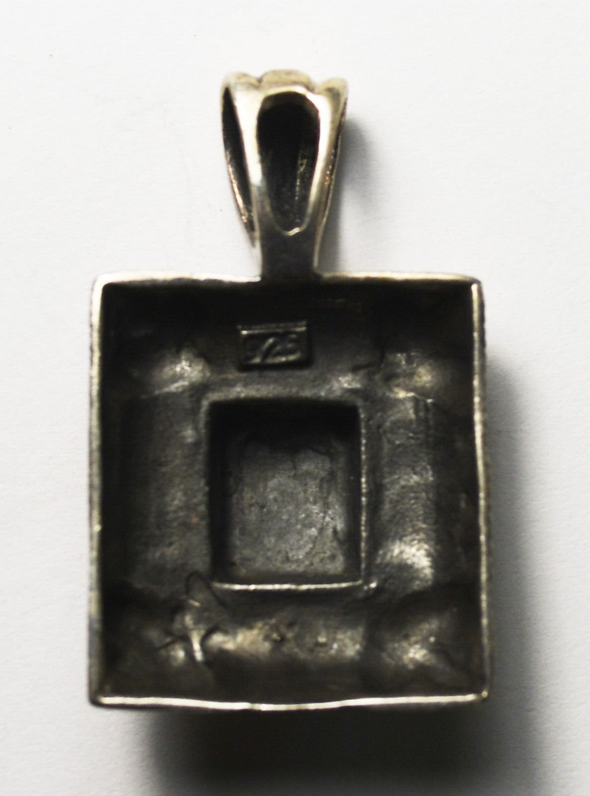 Sterling Silver Rectangle Heart Scroll Pendant 33mm x 20mm
