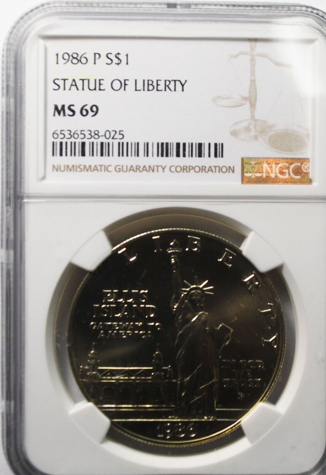 1986 P $1 Statue of Liberty  Commemorative Silver One Dollar NGC MS69