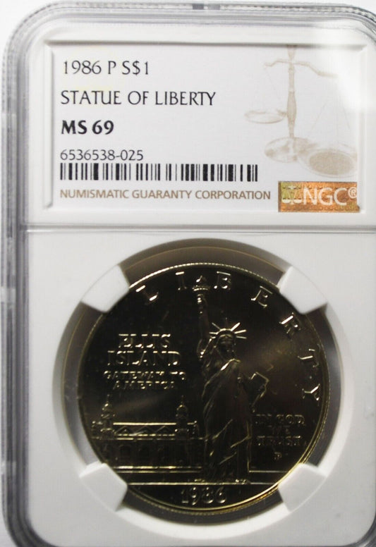 1986 P $1 Statue of Liberty  Commemorative Silver One Dollar NGC MS69