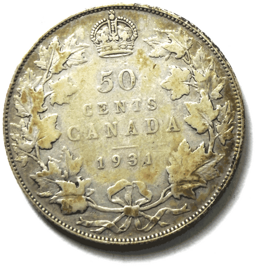 1931 50c Fifty Cents Silver Coin Canada Half Dollar KM# 25a Only 57,581 Minted