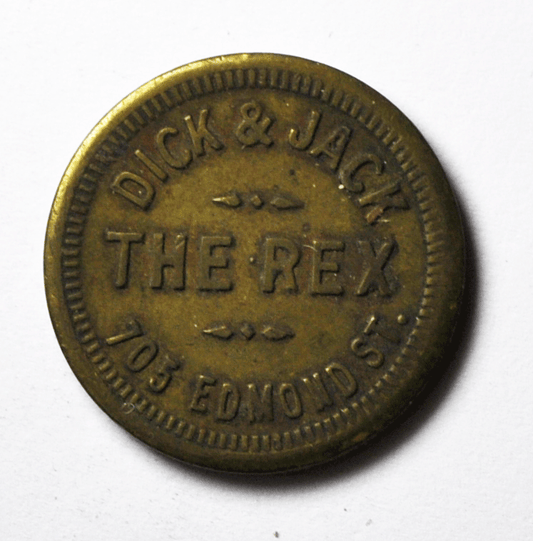 The Rex Dick & Jack St Joseph Missouri 705 Edmond St 5c Trade Token 21mm