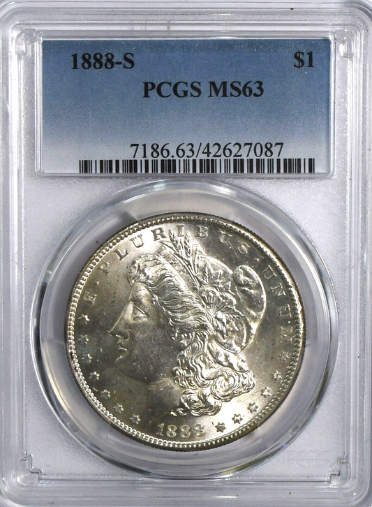 1888 S $1 Morgan Silver One Dollar MS63 PCGS Uncirculated San Francisco