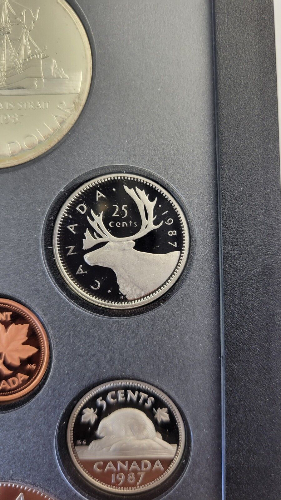 1987 Canada Proof Set 7 Coin Detroit de Davis Strait Canadian w/Box & COA